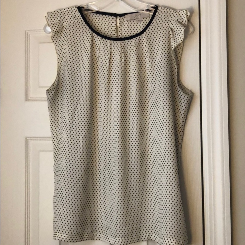 LOFT Cream/Olive Green Polka Dot Shirt